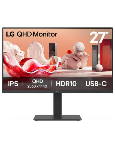 Монитор 27" LG 27BA65QB-B  IPS, 2560x1440, 75Hz, 5ms, 350сd/m, 1000:1, HDR10 | 2xHDMI(2.0), DP(1.4) | HAS, Pivot, Swivel, InPSU,