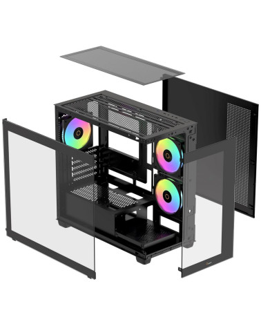 Корпус для ПК Case Ocypus Gamma C52 BK ARGB mATX / win / black / 3 ARGB fans / no PSU / Tempered Glass