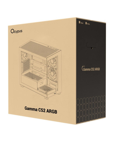 Корпус для ПК Case Ocypus Gamma C52 BK ARGB mATX / win / black / 3 ARGB fans / no PSU / Tempered Glass