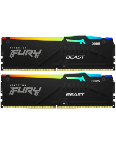 Модуль памяти Kingston 32GB DDR5 5600 DIMM FURY Beast Black RGB kit 2*16,Non-ECC,  CL40, 1.25V, 288-pin RTL