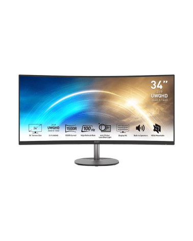 Монитор 34" MSI PRO MP341CQ Curved VA, 3440x1440, 100Hz, 4ms, 300сd/m, 3000:1, HDR | 2xHDMI(2.0b), DP(1.2a) | InPSU, Speakers, V