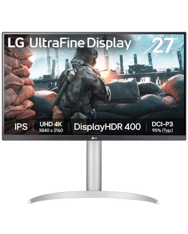 Монитор 27" LG 27UP650K-W IPS, 3840x2160, 60Hz, 5ms, 400сd/m, 1200:1, HDR10 | 2xHDMI(2.0), DP(1.4) | HAS, Swivel, ExPSU, Vesa 10