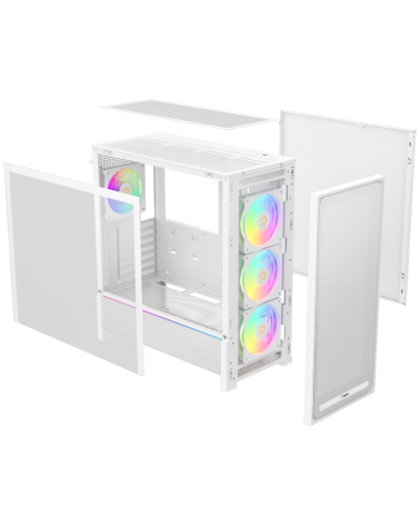 Корпус для ПК Ocypus Delta-C70-WHG400XX-GL Case  Delta C70 WH ARGB EATX / win / white / 4 ARGB fans / no PSU