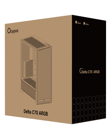 Корпус для ПК Ocypus Delta-C70-WHG400XX-GL Case  Delta C70 WH ARGB EATX / win / white / 4 ARGB fans / no PSU