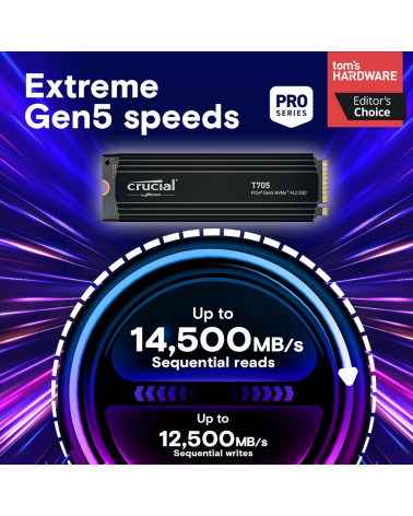 Твердотельный накопитель SSD Crucial T705 2TB PCIe Gen5 NVMe M.2 SSD with heatsink CT2000T705SSD5