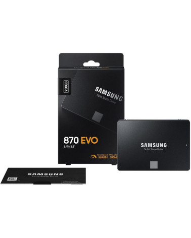 Твердотельный накопитель SSD Samsung 2.5" 250GB 870 EVO Client SSD MZ-77E250 SATA 6Gb/s, 560/530, IOPS 98/88K, MTBF 1.5M, 3D V-N