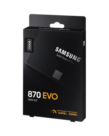 Твердотельный накопитель SSD Samsung 2.5" 250GB 870 EVO Client SSD MZ-77E250 SATA 6Gb/s, 560/530, IOPS 98/88K, MTBF 1.5M, 3D V-N