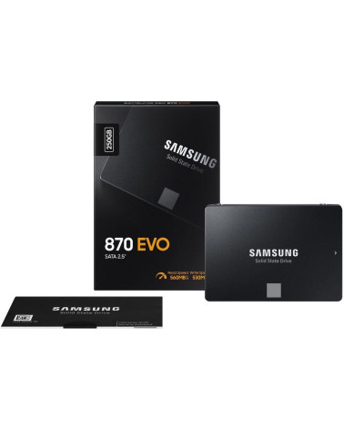 Твердотельный накопитель SSD Samsung 2.5" 250GB 870 EVO Client SSD MZ-77E250 SATA 6Gb/s, 560/530, IOPS 98/88K, MTBF 1.5M, 3D V-N