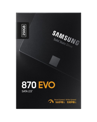 Твердотельный накопитель SSD Samsung 2.5" 250GB 870 EVO Client SSD MZ-77E250 SATA 6Gb/s, 560/530, IOPS 98/88K, MTBF 1.5M, 3D V-N