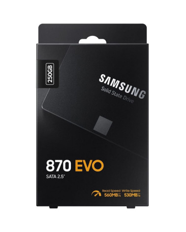 Твердотельный накопитель SSD Samsung 2.5" 250GB 870 EVO Client SSD MZ-77E250 SATA 6Gb/s, 560/530, IOPS 98/88K, MTBF 1.5M, 3D V-N