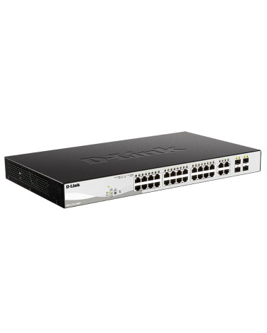 Коммутатор D-Link DGS-1210-28MP/F4A Настраиваемый L2 коммутатор с 24 портами 10/100/1000Base-T и 4 комбо-портами 100/1000Base-T/