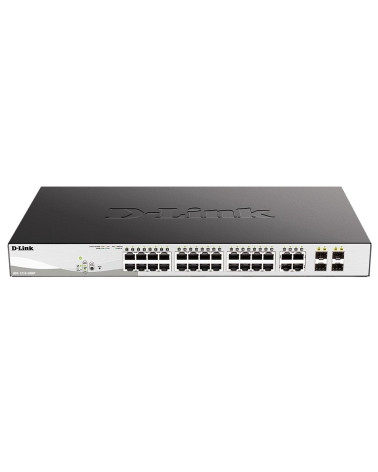 Коммутатор D-Link DGS-1210-28MP/F4A Настраиваемый L2 коммутатор с 24 портами 10/100/1000Base-T и 4 комбо-портами 100/1000Base-T/