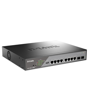 Коммутатор D-Link DSS-200G-10MPP/A1A Настраиваемый L2 коммутатор с 8 портами 10/100/1000Base-T и 2 портами 1000Base-X SFP (8 пор