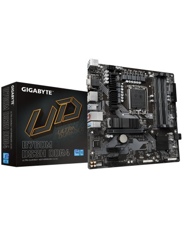 Материнская плата Gigabyte B760M DS3H DDR4, Socket 1700, Intel®B760, 4xDDR4-3200, D-SUB+HDMI+DP+DP, 1xPCI-Ex16, 2xPCI-Ex1, 4xSAT