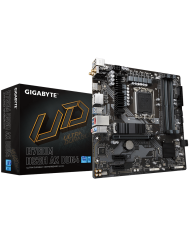 Материнская плата Gigabyte B760M DS3H AX DDR4, Socket 1700, Intel®B760, 4xDDR4-3200, HDMI+DP+DP, 1xPCI-Ex16, 2xPCI-Ex1, 4xSATA3(