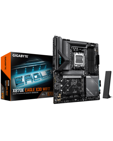 Материнская плата Gigabyte X870E EAGLE X3D WIFI7 X870E, AM5, 4*DDR5, 3*PCIEx16, 4xM.2, 2*TypeC, 4*USB3.2Gen2, 8*USB3.2Gen1, 4*US