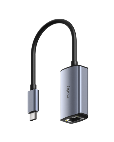 Концентратор CUDY USB-C to Ethernet Adapter Aluminum Portable USB-C to Gigabit Ethernet Adapter, Compatible with Laptop, MacBook