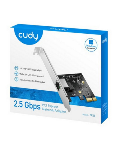 PE25 2,5-гигабитный адаптер PCI-E, чипсет: Realtek, автоматическое согласование скорости (10/100/1000/2500 Мбит/с), поддержка ст