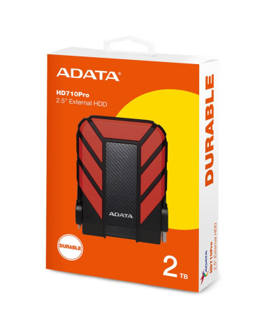 Жесткий диск внешний ADATA HD710 Pro AHD710P-2TU31-CRD 2TB 2.5" USB 3.1, IP68, Shock Sensor, Red, Retail 