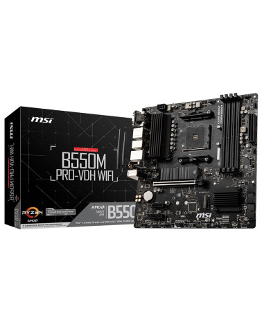 Материнская плата MSI B550M PRO-VDH WIFI B550, AM4, 4*DDR4, 1*PCIEx16, 2*PCIEx1, 2*M.2, 1*TypeC, 6*USB3.2Gen1, 6*USB2.0, 4*SATA3