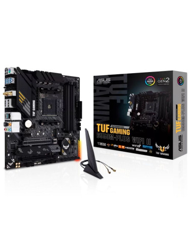Материнская плата ASUS TUF GAMING B550M-PLUS WIFI II AM4 mATX 4xDDR4 2xPCIEx16 PCIEx1 2xM.2 USB-C DP HDMI 2.5GLAN Wi-Fi 6 (30570