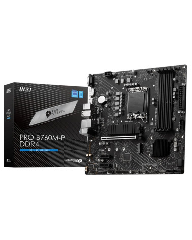 Материнская плата MSI PRO B760M-P DDR4 B760, LGA1700, 4*DDR4, 1*PCIEx16, 2*PCIEx1, 2*M.2, 1*TypeC, , 3*USB3.2Gen1, 8*USB2.0, 4*S