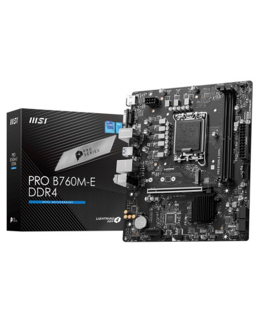 Материнская плата MSI PRO B760M-E DDR4 B760, LGA1700, 2*DDR4, 1*PCIEx16, 1*PCIEx1, 1*M.2, 4*USB3.2Gen1, 8*USB2.0, 4*SATA3.0, 1G,