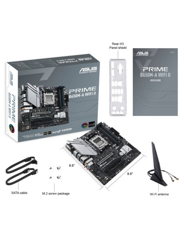 Материнская плата ASUS PRIME B650M-A WIFI II AM5 mATX 4xDDR5 3xPCIEx16 2xM.2 DP HDMI VGA 2.5GLAN Wi-Fi 6 (90MB1EG0-M0EAY0)