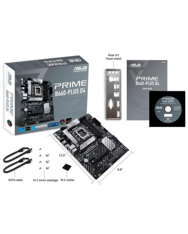 Материнская плата ASUS PRIME B660-PLUS D4 LGA 1700 ATX 4xDDR4 2xPCIEx16  2xPCIEx1 3xM.2 USB-C DP HDMI VGA 2.5GLAN