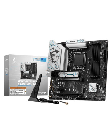 Материнская плата MSI B760M GAMING PLUS WIFI DDR4 B760, LGA1700, 4*DDR4, 5*PCIEx16, 2*M.2, 2*TypeC, 2*USB3.2Gen2, 2*USB3.2Gen1, 