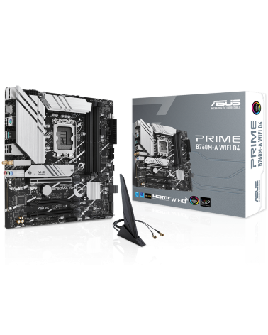 Материнская плата ASUS PRIME B760M-A WIFI D4 LGA1700 mATX 4xDDR4 3xPCIEx16 2xM.2 DP 2xHDMI 2.5GLAN WiFi 6