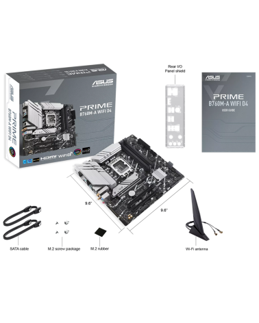 Материнская плата ASUS PRIME B760M-A WIFI D4 LGA1700 mATX 4xDDR4 3xPCIEx16 2xM.2 DP 2xHDMI 2.5GLAN WiFi 6