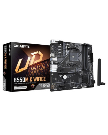 Материнская плата Gigabyte B550M K WIFI6E B550, AM5, 4xDDR4, 1*PCI-Ex16,2*M.2, 6*USB3.2Gen1, 6*USB2.0, 4*SATA3.0, 1G, DP, HDMI, 
