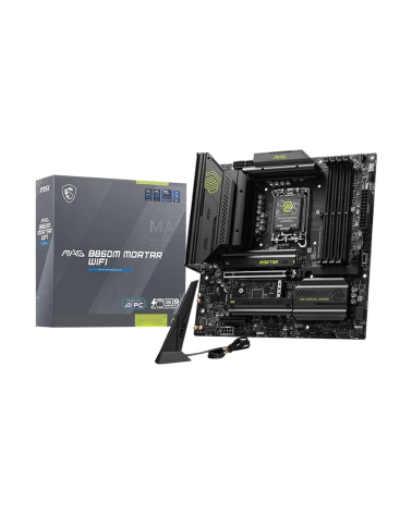 Материнская плата MSI MAG B860M MORTAR WIFI B860, LGA1851, 4*DDR5, 1*PCIEx16, 1*PCIEx4, 3*M.2, 2*TypeC, 3*USB3.2Gen2, 2*USB3.2 G