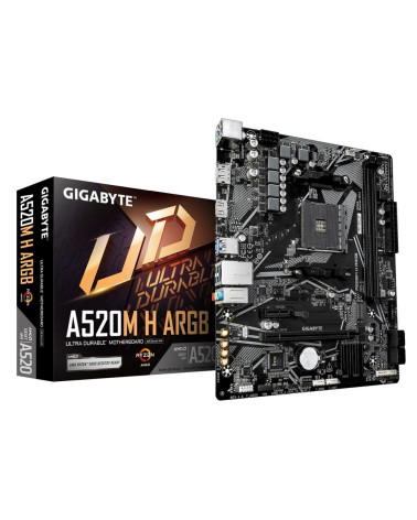 Материнская плата Gigabyte A520M H ARGB A520, AM4, 2*DDR4, 1*PCIEx16, 1*PCIEx1, 1*M.2, 6*USB3.2Gen1, 6*USB2.0, 4*SATA3.0, 1G, DP