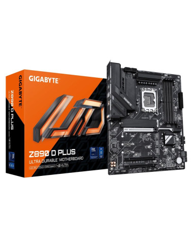 Материнская плата Gigabyte Z890 D PLUS, Z890, LGA1851, 4*DDR5, 3*PCIEx16, 4*M.2, 2*TypeC, 1*USB3.2Gen2, 6*USB3.2Gen1, 8*USB2.0, 