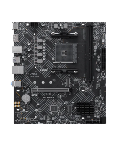 Материнская плата MSI PRO B550M-B B550, AM4, 2*DDR4, 1*PCIEx16, 2*M.2, 1*TypeC, 6*USB3.2 Gen1, 6*USB2.0,  4*SATA3, 1G, DP, HDMI,