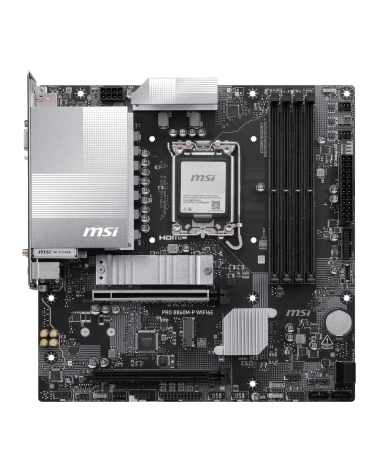 Материнская плата MSI PRO B860M-P WIFI6E B860, LGA1851, 4*DDR5, 2*PCIEx16, 2*M.2, 1*TypeC, 5*USB3.2Gen1, 6*USB2.0, 4*SATA3, 2.5G