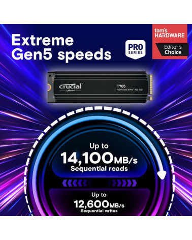 Твердотельный накопитель SSD Crucial T705 4TB PCIe Gen5 NVMe M.2 SSD with heatsink CT4000T705SSD5