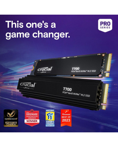 Твердотельный накопитель SSD Crucial T700 2TB PCIe Gen5 NVMe M.2 SSD CT2000T700SSD3