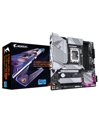 Материнская плата Gigabyte B760M AORUS ELITE WIFI6E GEN5, Socket 1700, Intel®B760, 4xDDR5-4800, HDMI+DP, 2xPCI-Ex16, 4xSATA3(RAI