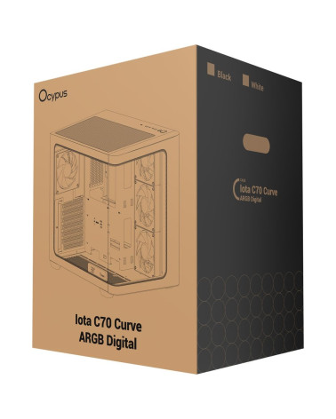 Корпус для ПК Ocypus Iota-C70-WHD400CD-GL Case Iota C70 WH Curve ARGB Digital ATX / win / white / 6 ARGB fans / / no PSU / Tempe