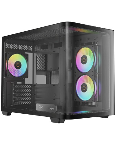 Корпус для ПК Ocypus Iota-C50-BKD300CD-GL Case Iota C50 BK Curve ARGB Digital mATX /win /black / 3 ARGB fans/ no PSU / Tempered 