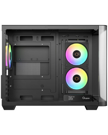 Корпус для ПК Ocypus Iota-C50-BKD300CD-GL Case Iota C50 BK Curve ARGB Digital mATX /win /black / 3 ARGB fans/ no PSU / Tempered 