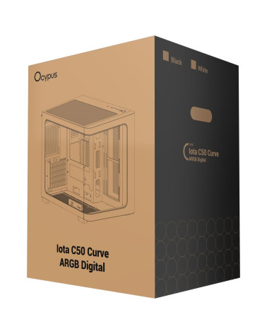 Корпус для ПК Ocypus Iota-C50-BKD300CD-GL Case Iota C50 BK Curve ARGB Digital mATX /win /black / 3 ARGB fans/ no PSU / Tempered 