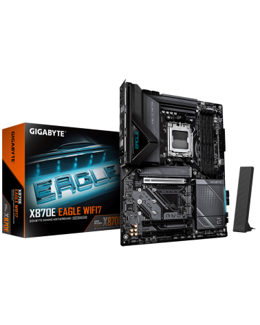 Материнская плата Gigabyte X870E EAGLE WIFI7 X870, AM5, 4xDDR5, 3*PCI-Ex16, 4*M.2, 1*TypeC, 2*USB3.2Gen2, 8*USB3.2Gen1, 8*USB2.0