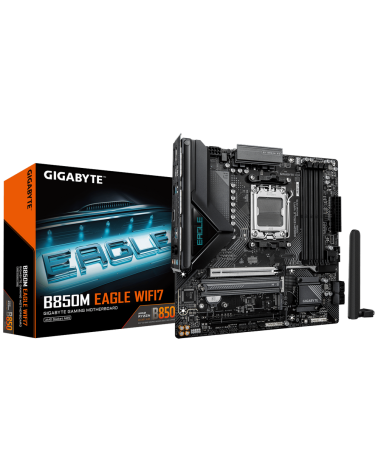 Материнская плата Gigabyte B850M EAGLE WIFI7 B850, AM5, 4xDDR5, 2*PCIEx16, 2*M.2, 2*TypeC, 1*USB3.2Gen2, 4*USB3.2Gen1, 8*USB2.0,