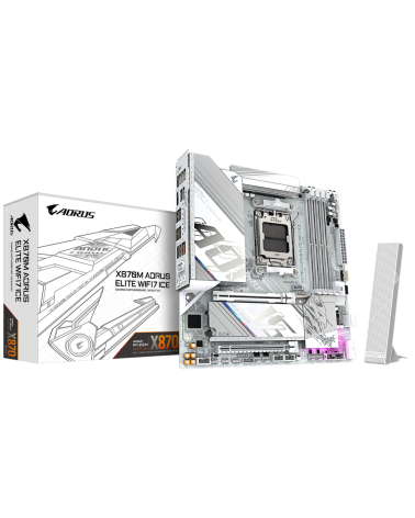Материнская плата Gigabyte X870M AORUS ELITE WIFI7 ICE X870, AM5, 4*DDR5, 2*PCIEx16, 2*M.2, 1*TypeC, 2*USB3.2Gen2, 6*USB3.2Gen1,