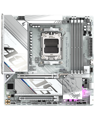 Материнская плата Gigabyte X870M AORUS ELITE WIFI7 ICE X870, AM5, 4*DDR5, 2*PCIEx16, 2*M.2, 1*TypeC, 2*USB3.2Gen2, 6*USB3.2Gen1,