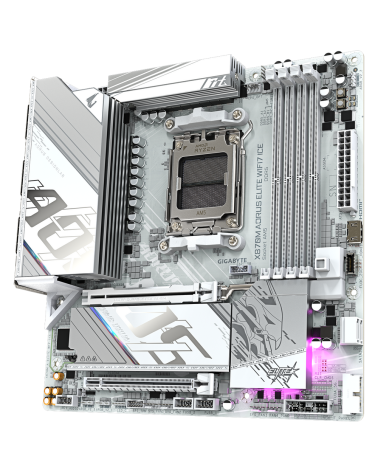 Материнская плата Gigabyte X870M AORUS ELITE WIFI7 ICE X870, AM5, 4*DDR5, 2*PCIEx16, 2*M.2, 1*TypeC, 2*USB3.2Gen2, 6*USB3.2Gen1,